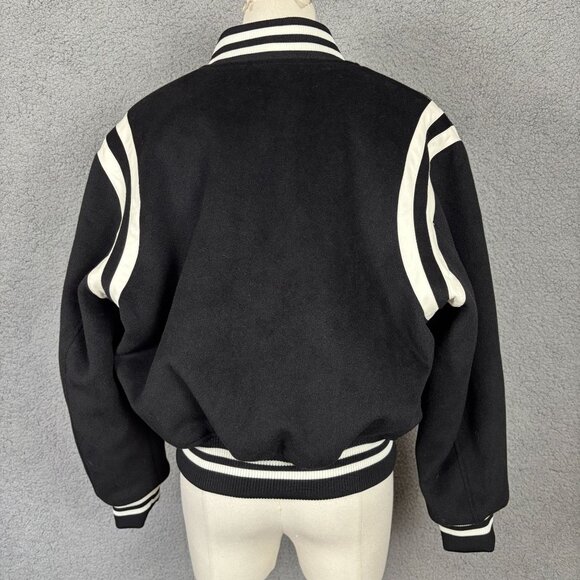 And Now This Women's Bomber Jacket M Black Polyester Quilted Varsity Style NWT's - Picture 5 of 8